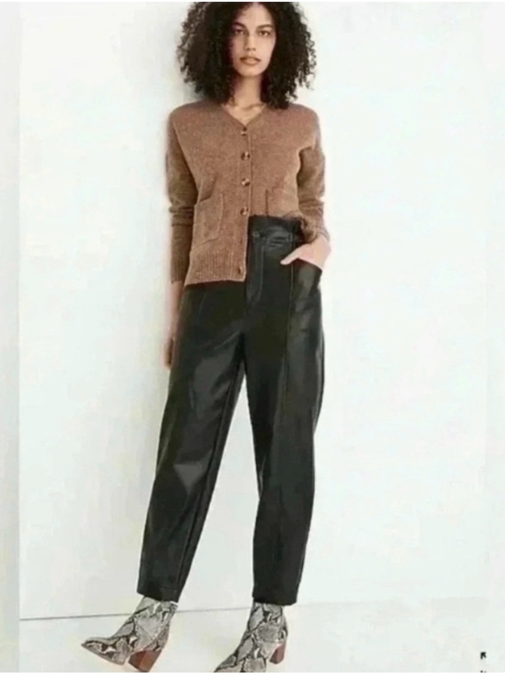 Madewell Black Straight-Leg Faux Leather Pants